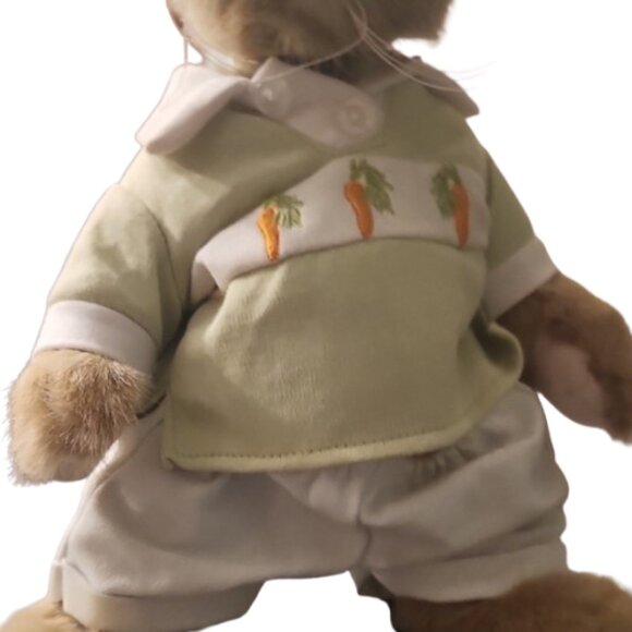 [Bearington Collection] Adorable Plush Boy Bunny with Carrot Outfit w/ stand - Picture 5 of 7